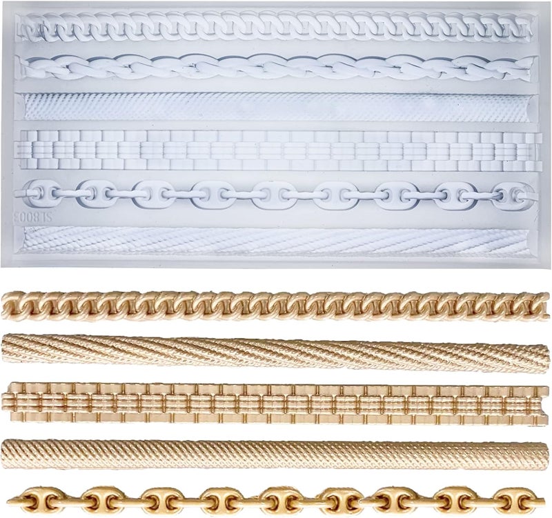 FUNSHOWCASE Chains Mold for Polyclay Air Dry Clay Plaster, 4719, 6 Trimmings #4719 - Image 1